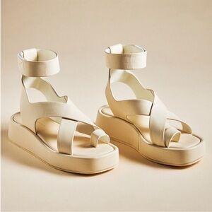 Cream Platform Toe Loop Gladiator Sandals By Anthropology